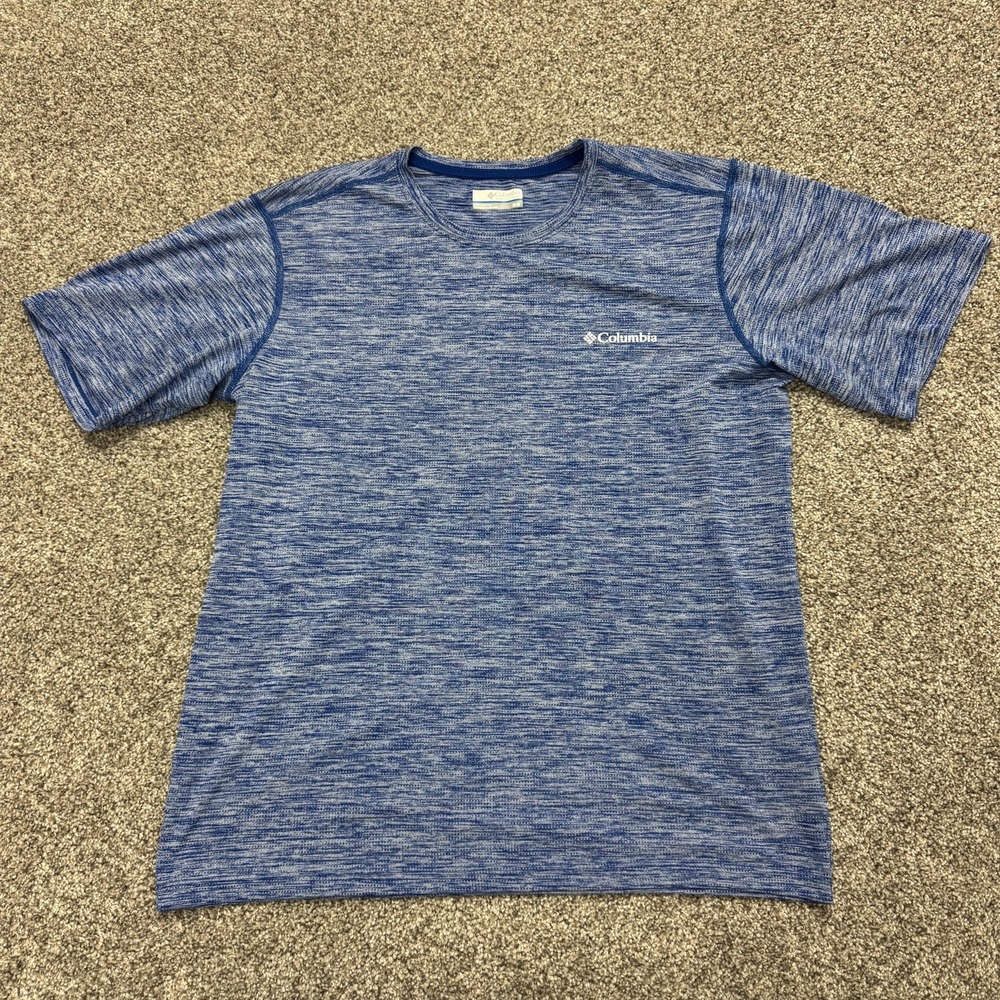 Columbia Shirt Mens Medium Blue Short Sleeve Raglan Crew Athletic Top